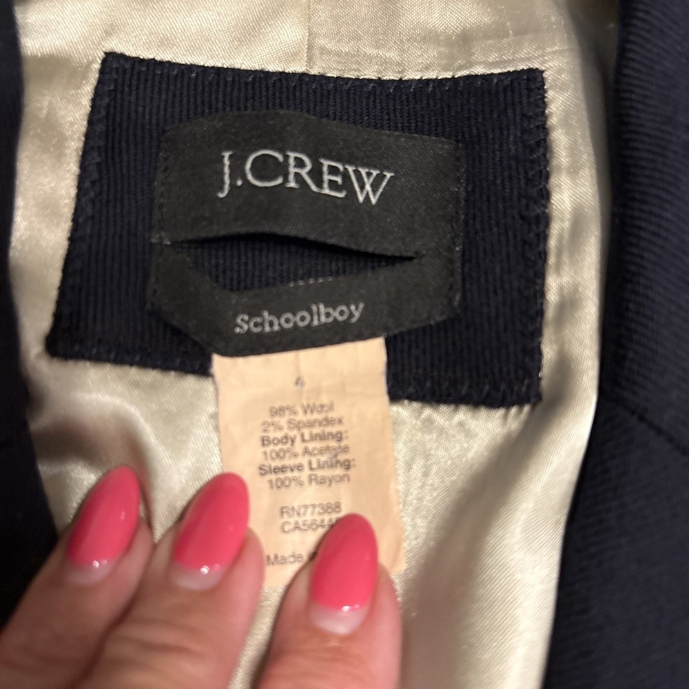J Crew Original Schoolboy Blazer Womens Preppy Gold Button Wool Size 4 Navy - Picture 8 of 8